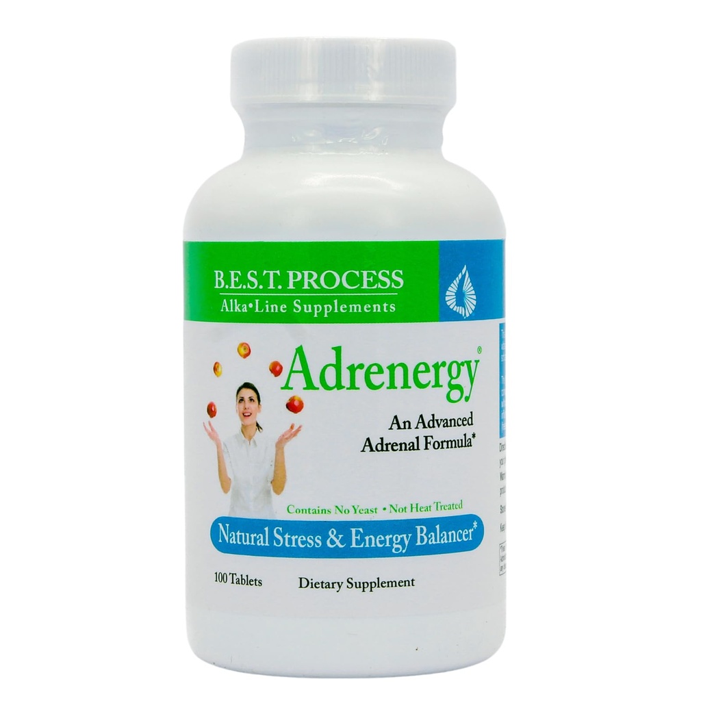 Adrenergy Best Process Alkalene Natural Adrenal Support with Adrenal Gland Extract, Adaptogens, Vitamines & Minerals