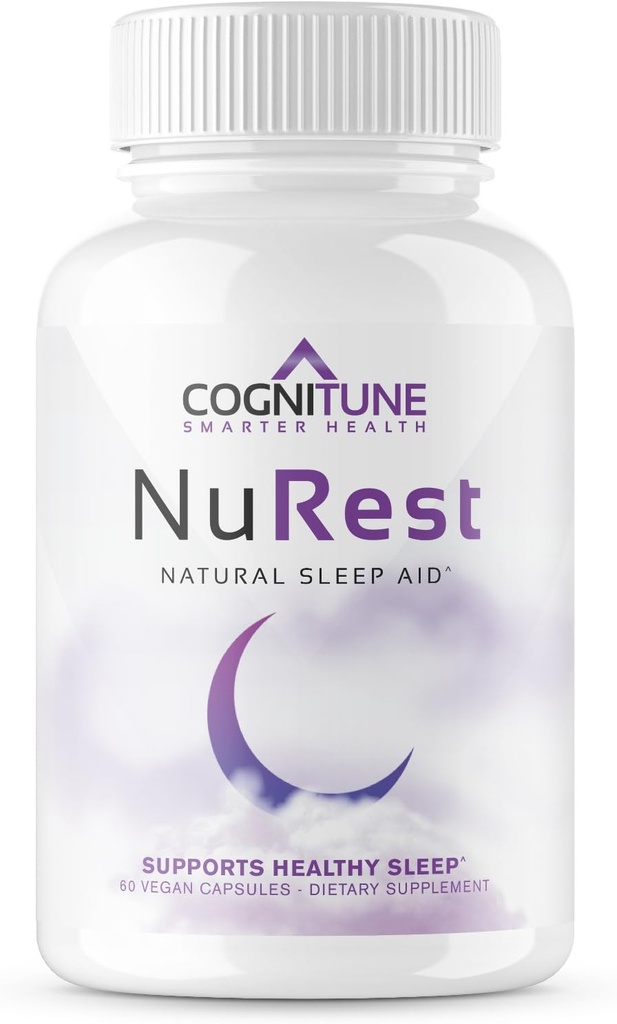 CogniTune natuurlijke slaaphulp voor volwassenen - kruiden slaaphulp supplement - niet-drowsy formule met Melatonine, Valeriaan wortel, citroenbalsem, kamille, GABA en meer