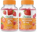 Levensvatbare vitamine D 5000 IE + Melatonine 20mg, Gummies Bundle - Grote Proeverij, Vitaminesupplement, Glutenvrij, GGO-vrij, Kauwgom
