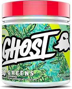 GHOST Greens Powder, Original - 30 Servings - 19 Superfood Greens & Reds Powder, Fruits, Groenten, Spirulina, & Chlorella, Prebiotics, 10 Miljard CFU Probiotic & Digestive Enzymes - Glutenvrije