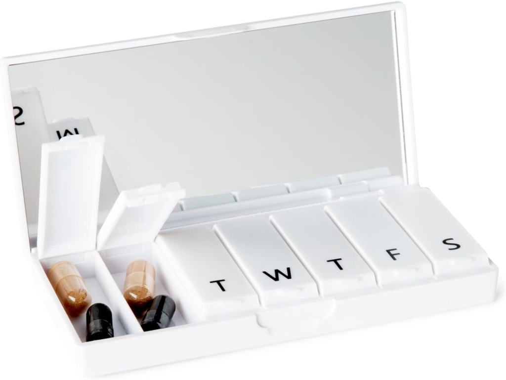 PORT X POLISH Designer Weekly Pill Box Organisator (Single 1X Daily, Crisp White) 