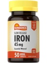 Sundance Iron 45mg Slow Release Pillen 50 Tablets Essentiële Minerale Supplement Vegetarische, niet-GMO, en Glutenvrije Formule