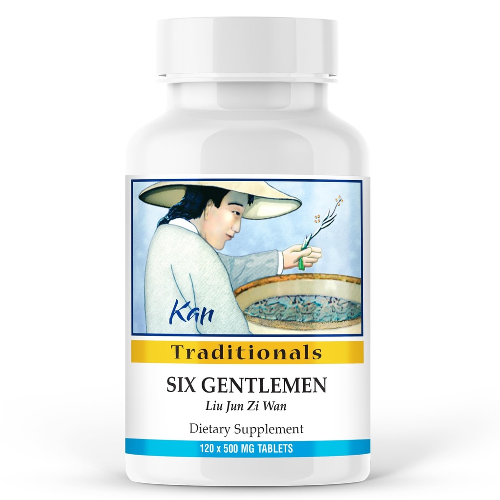 Kan Herbs Company Six Gentlemen – Traditional Chinese Herbal Tablets with Codonopsis, Poria, Atractylodes & Pinellia for Digestive Health, Qi Support, Energy & Gut Balance – 120 Tablets