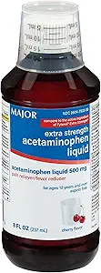 MAJOR Adult Extra Strength Liquid Acetaminophen 500mg - Helpt verlichten pijn en verminderen Fevers - Aspirine Gratis - Cherry Flavor - 8 Fl Oz (1 Pack)