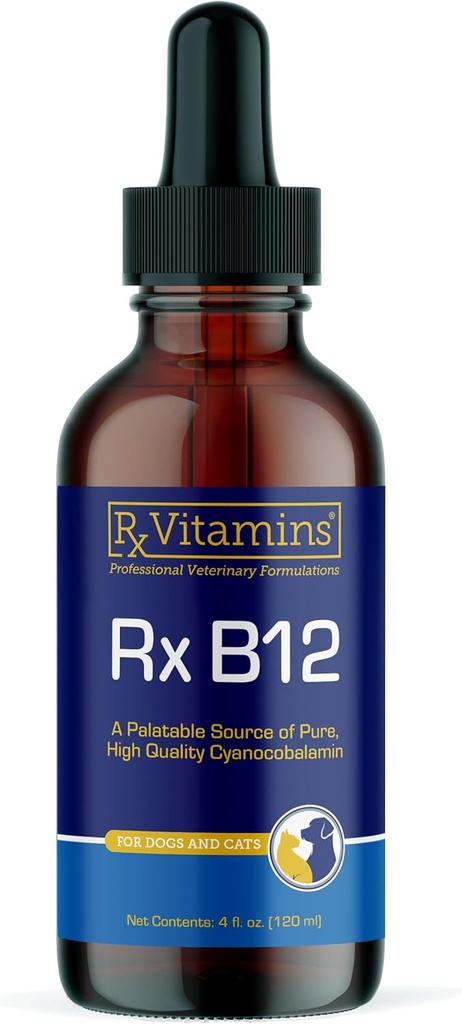RX Vitaminen B12 voor honden en katten - Hondenverteringsondersteuning voor verbeterde Metabolic Process - Pure B12 voor katten om zenuwstelsel te ondersteunen - Ideaal voor uw hond vitamines en katten supplies - 4oz
