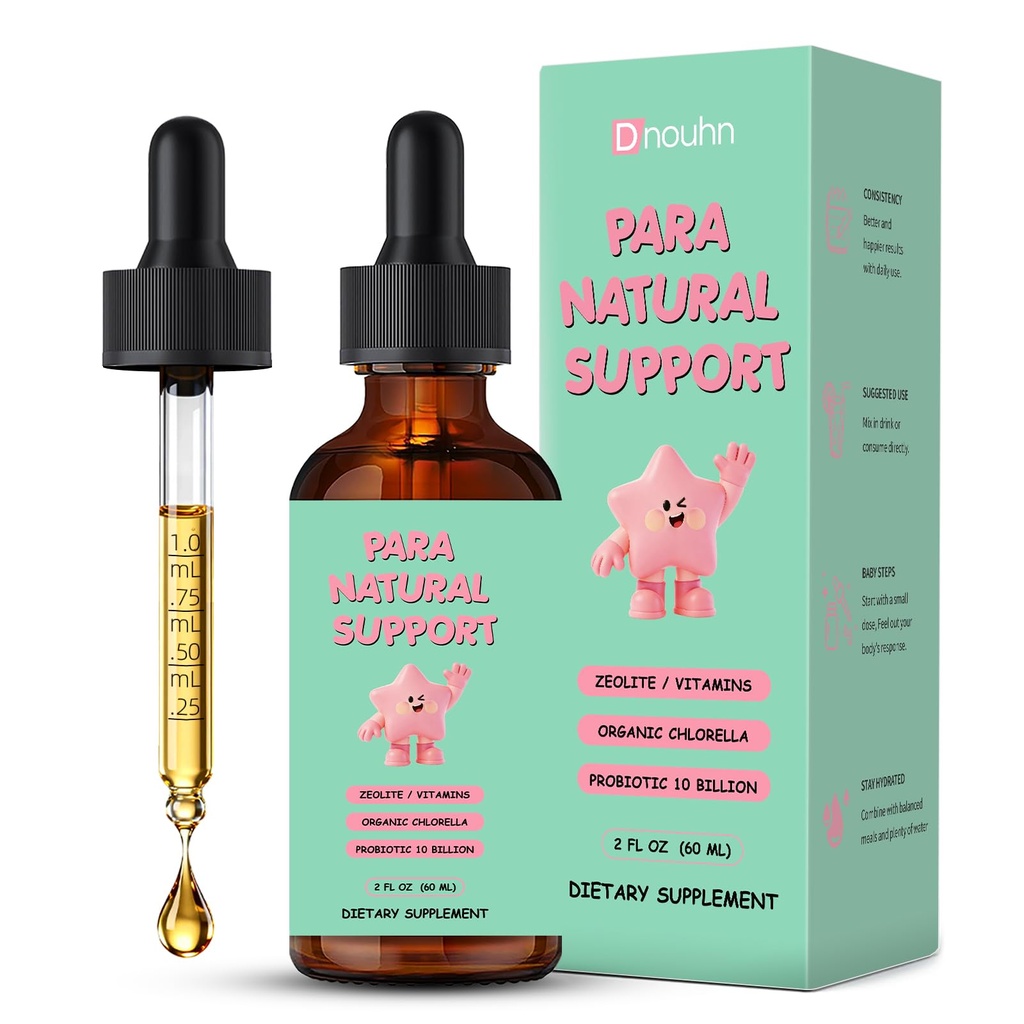 Parasite Cleanse for Humans & Kids,Parasite Cleanse for Children,Zeolite Detox Liquid Drops,Candida Cleanse & Wellness Formula,Contains wormwood black walnut clove,Organic Chlorella,Oregano,2 Fl Oz