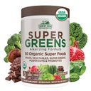 Country Farms Biologische Super Greens Chocoladesmaak, 50 Biologische Superfoods, USDA Biologische Drink Mix, Verpakt met vezels, Fruit, Groenten, Paddenstoelen en Probiotica, Ondersteunt Energie, 7g Vezel