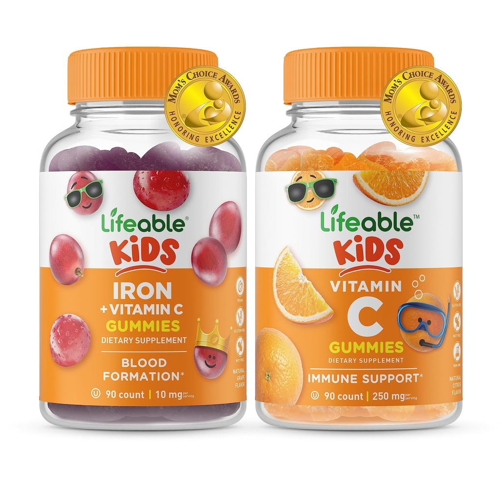 Levensvatbare Iron & Vitamin C Kids + Vitamin C Kids, Gummies Bundle - Grote Proeverij, Vitamine Supplement, Glutenvrij, GGO-vrij, Kauwgom