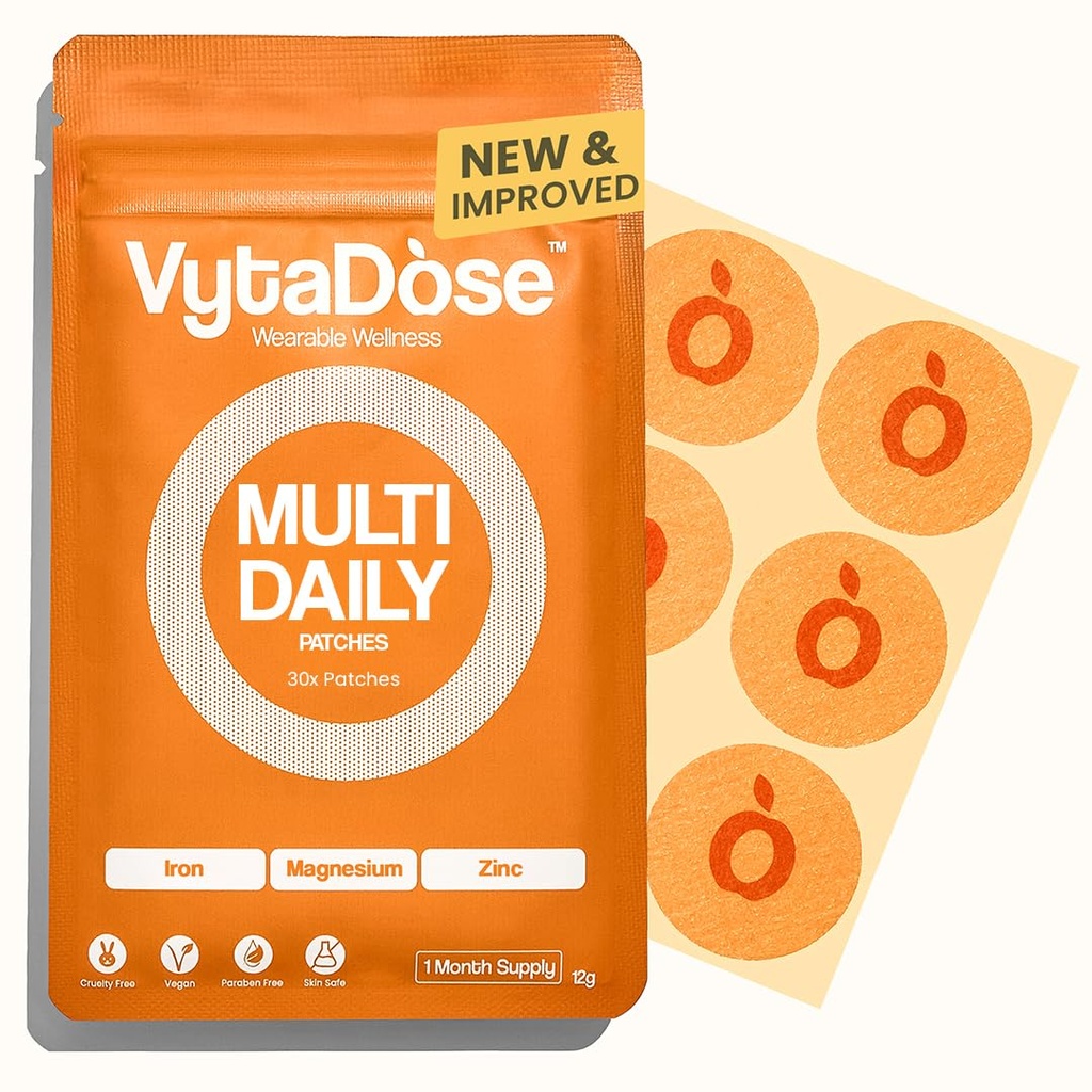 Vytadose Multivitamin Patches | Hair Growth for Women | Topical Daily Iron, Biotin & Vitamin Patches Supports Thicker Hair, Skin & Nails | Vegan, Water-Resistant | Kind to Sensitive Skin | 30 Count