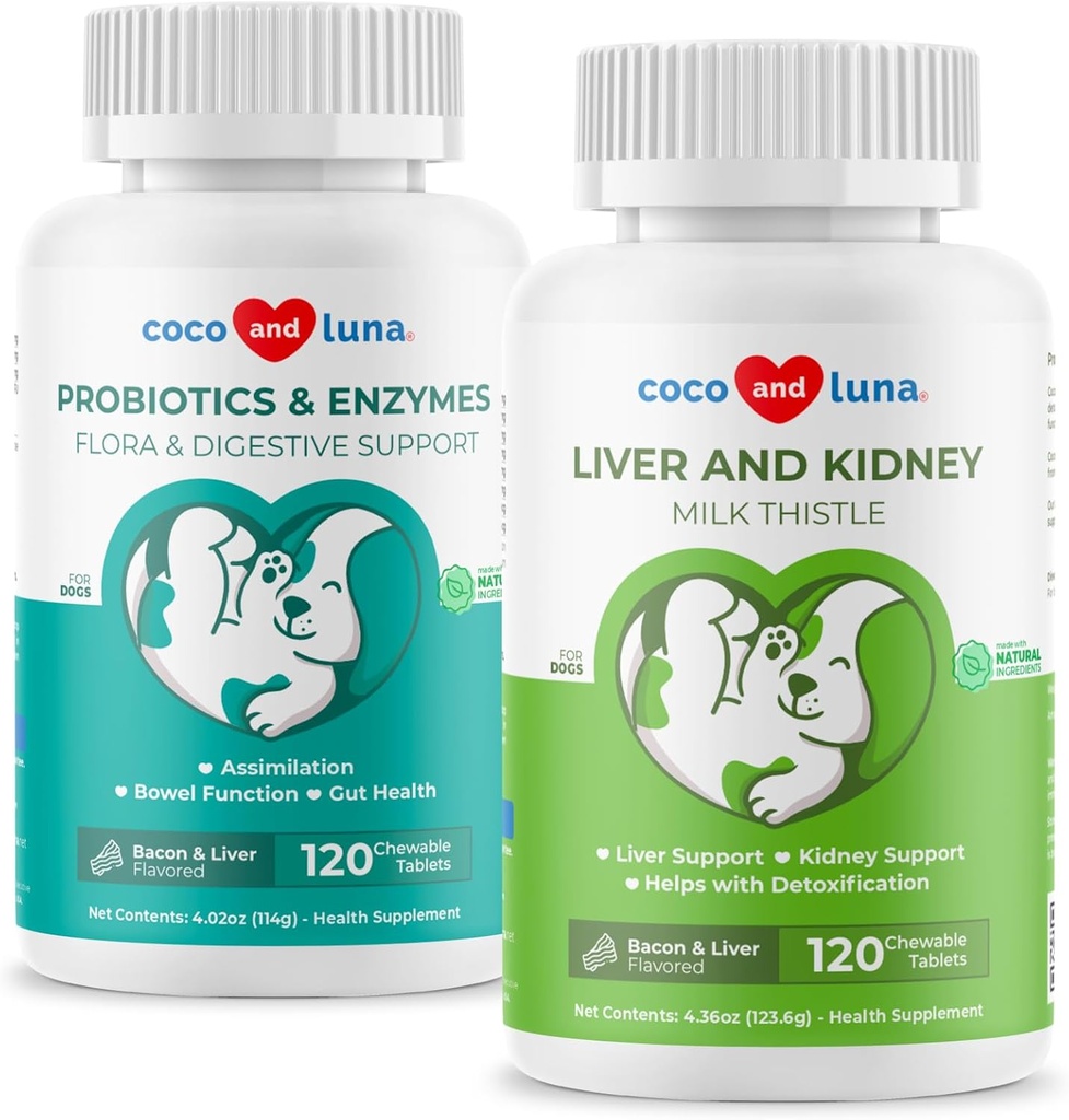 Thistle de lait et probiotiques pour chiens - Soutien du foie, fonction Bowel, support de digestion pour le gaz, la diarrhée, la mauvaise respiration et la constipation