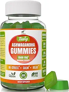 Ashwagandha Gummies Maximale sterkte 1500mg - Relax, uplift energie kauwen - slaapondersteuning, Immune Gezondheid, Kalm Mood, Bevat Withanolides, Veganist, Plant Based, Non-GMO, Glutenvrije
