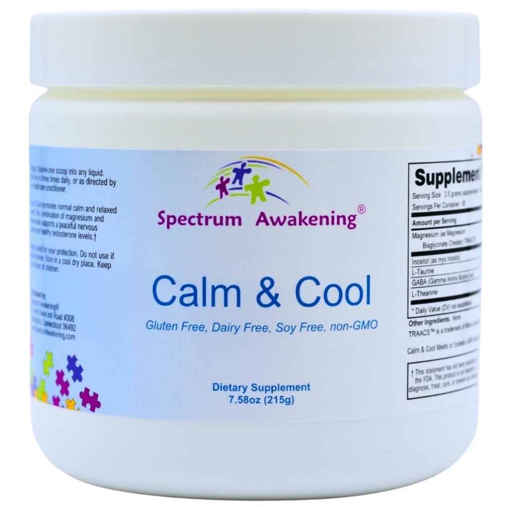 Spectrum Awakening Calm & Cool Supplement for Kids - Supports Focus, Calm, Sensory Balance with Magnesium, Inositol, L-Taurine, GABA, and L-Theanine - 60 Servings for Relaxed, Centered Mind