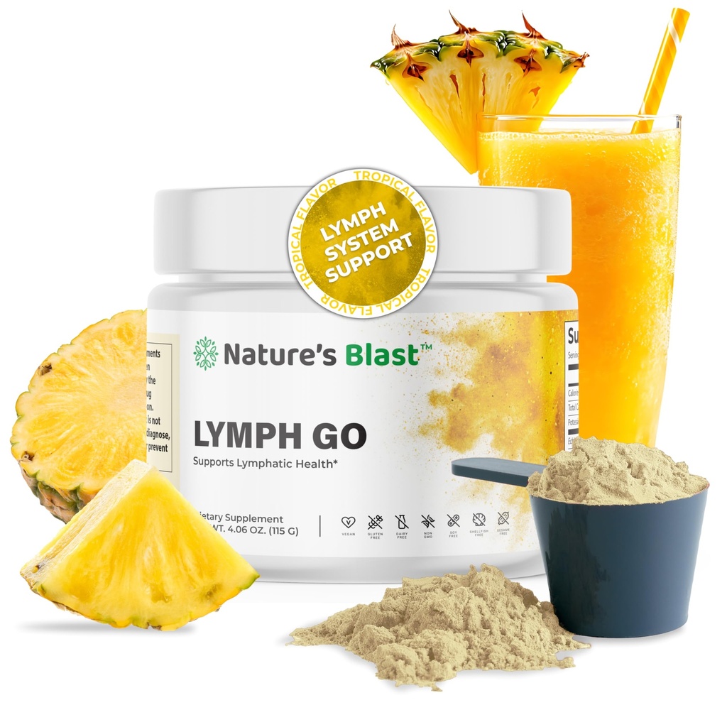 Lymph Go - Lymphatische Drainage Supplement voor vrouwen en mannen - Lymph System Support - met Bromelain, Echinacea, Burdock Root, Dandelion, Rutin, Kelp & More - 4,06 Oz - 30 Servers - Tropische smaak