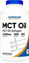 Nutricost MCT Oil Softgels 1000mg, 300 SFG (3 000mg de portion) - Idéal pour les régimes kéto, kétose et kétogénique