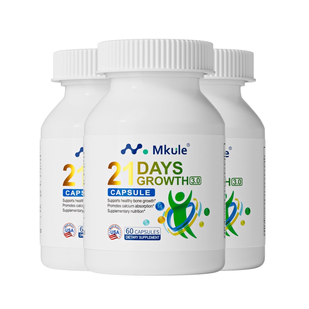 Height Growth Supplement, Bone Strength Support for Kids & Teens (Ages 6-24), Immunity Support System, Advanced Formula with Vitamin D3 & K2, Calcium, L-Lysine and Multivitamins, 180 Capsules