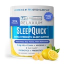 Relaxium Snel slapen Gummy, slaaphulp ondersteuning, 5 mg Melatonine, Vitamine D-3, Prebiotische & Probiotische Blend, Gluten & Drugvrij, Citroen smaak, 60 Gummies