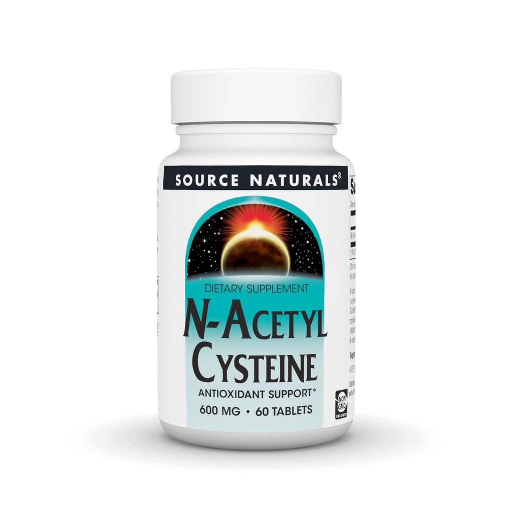Bron Naturals N-Acetyl Cysteine Antioxidant Ondersteuning 600 mg Dieetsupplement dat de ademhalingsgezondheid ondersteunt* - 60 tabletten