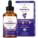 NutraChamps zwarte vlierbessen voor kinderen vloeibare druppels, 10:1 Extract Sambucus vlierbessen siroop voor kinderen, suikervrije Europese vlierbessen druppels Berry smaak, Immune Ondersteuning, 4 maanden levering