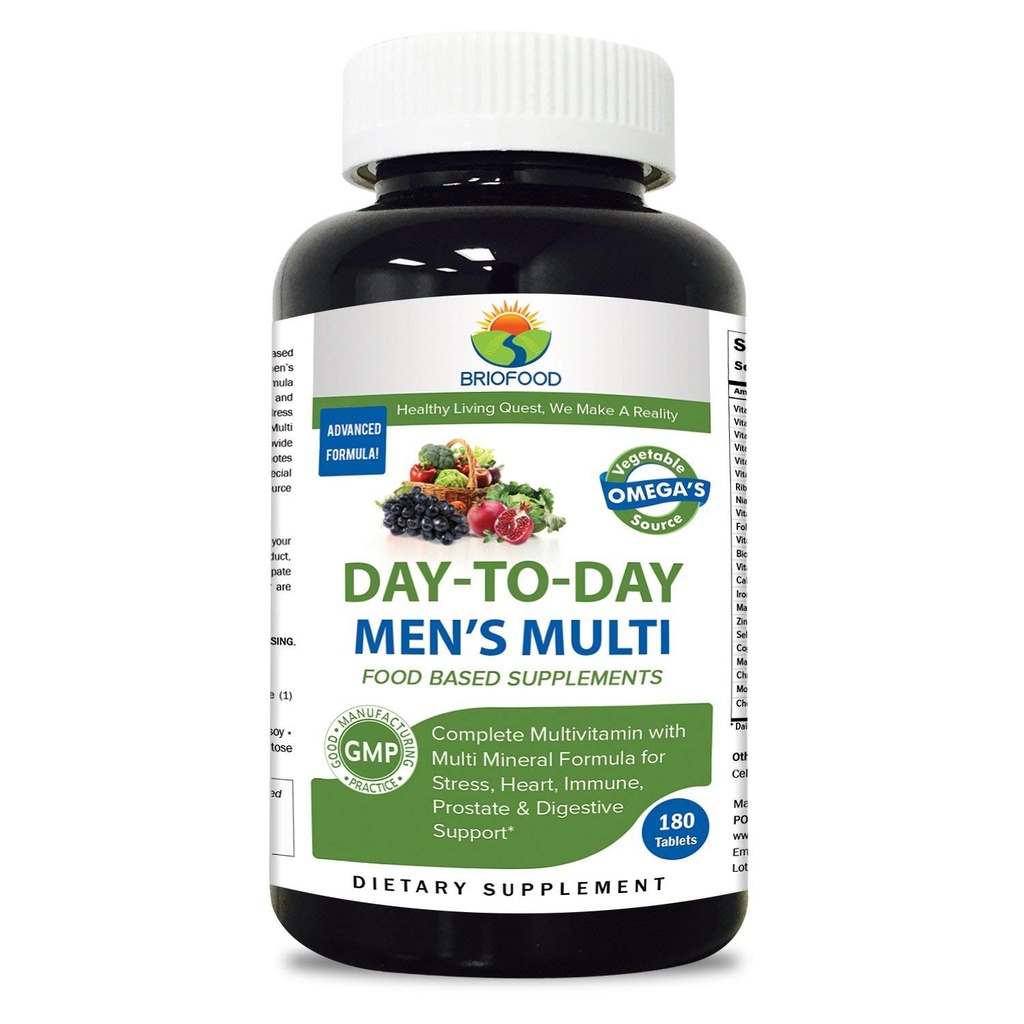 Brieofood BRIOFOOD Day-to-Day Men's Multi 180 Tablets - Food Based Supplement with Vegetable Source Omegas