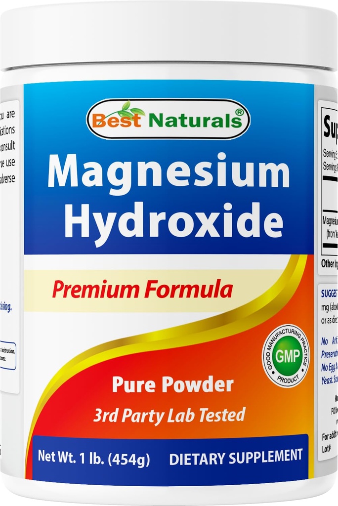 Best Naturals Magnesiumhydroxide Poeder - 380 mg Elemental Magnesium per portie - 454 porties per cotainer - 1 pond