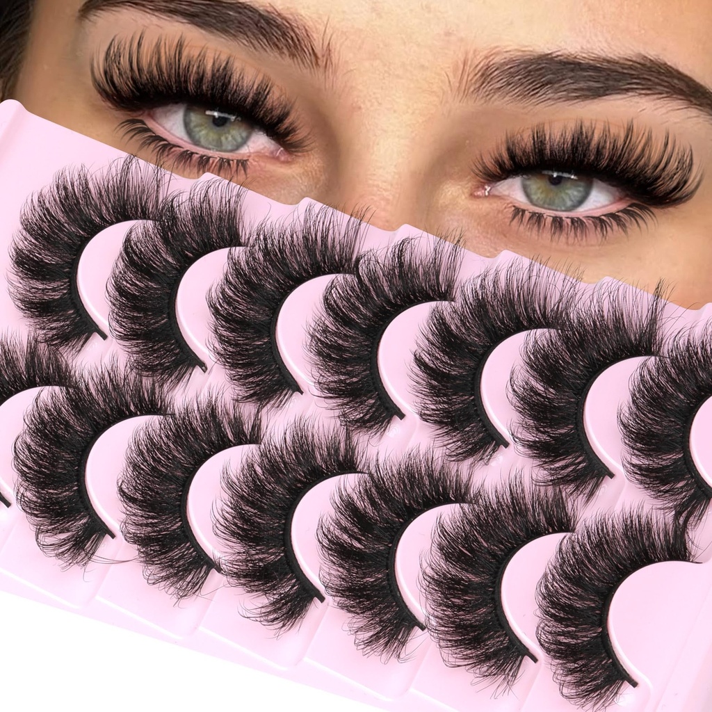Mink Lashes Thick Eyelashes Flutter Volume False Eyelashes 20MM Long Fake Eyelashes Dramatic Full 5D Faux Mink Eyelashes Big Eye Lashes 7 Pairs ALICROWN