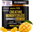 Sugar Free Creatine Monohydrate Gummies 8000mg Per Serving for Men & Women, Mango Flavour, Vegan 5000mg Creatine, BCAA, Taurine, L-Carnitine, Vitamins B12 & B6 Strength, Focus & Endurance, 120 Gummies