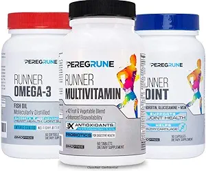 Vitamine de runner, soutien interarmées, et groupe Omega-3 (1 mois d'approvisionnement) : Supplément de course conçu, antioxydants, complexe de vitamine B, probiotiques, glucosamine/chondroïtine/MSM, EPA/DHA Huile de poisson