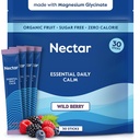Nectar Calm Magnesium Glycinate Drink Mix - Sugar Free & Zero Calorie - with Organic Ashwagandha, Vitamin D, L-Theanine, Hydrating Electrolytes - Relax, Focus & Calm - Non-GMO (Berry 30 Sticks)