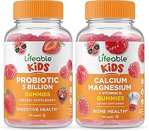 Levensvatbare Probiotica 5 Miljard Kids + Calcium Magnesium Kids, Gummies Bundle - Grote Proeverij, Vitamine Supplement, Glutenvrij, GGO vrij, Kauwbare Gummy