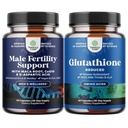 Bundle of Pre Conception Male Fertility Supplement with CoQ10, Maca Root, Methyl Folate & D-Aspartic Acid and Reduced Glutathione Supplement with Milk Thistle - 1000mg per Serving Pure L Glutathione