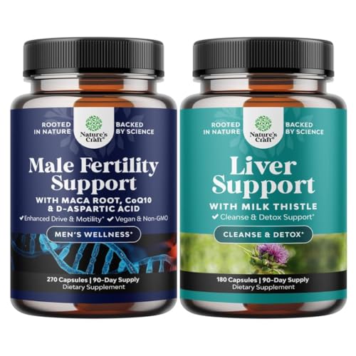 Bundle of Fertility Supplement with CoQ10 Maca Root Methyl Folate & D-Aspartic Acid & Liver Cleanse Detox & Repair - Silymarin Milk Thistle with Dandelion Root Choline Beetroot & Artichoke Extract
