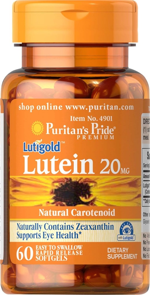 Puritan's Pride Lutein 20 mg met Zeaxanthine 60 Softgels