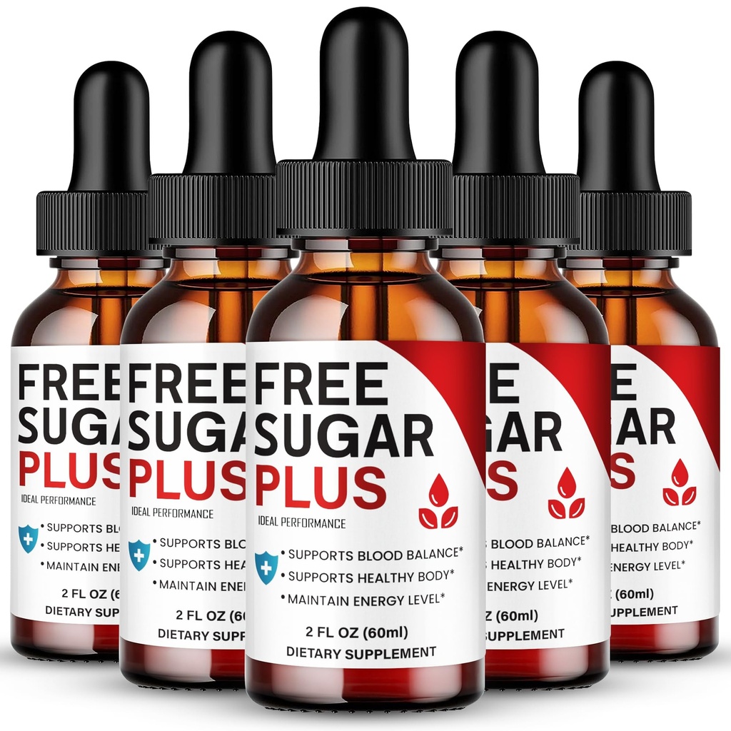 Free Sugar Plus, Official FreeSugarPlus Advanced Blood Formula Supplement Droppers - Maximum Strength, All Natural Healthy Circulation & Stable Levels, Premium Free Sugar Plus Health Reviews (5 Pack)