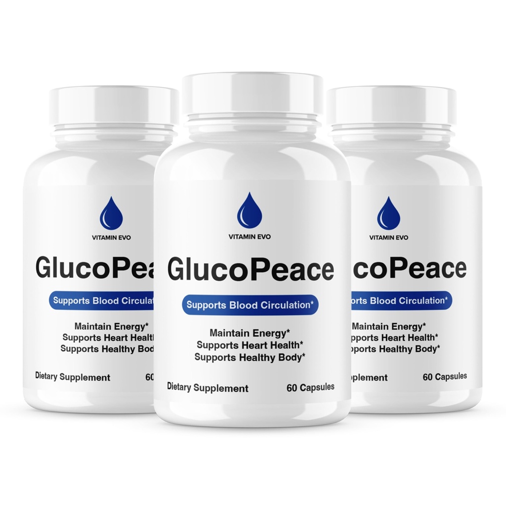 (3 Pack) Glucopeace Capsules, Official Glucopeace Blood Support Pills Advanced Formula, Gluco Peace All Natural Blood Supplement, Gluco Peace Vitamins Review Premium Healthy Levels (180 Capsules)