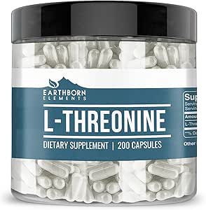 Earthborn Elements L-Threonine 200 Capsules, Essentiële Aminozuur, Pure & Onverdund, Geen Additieven