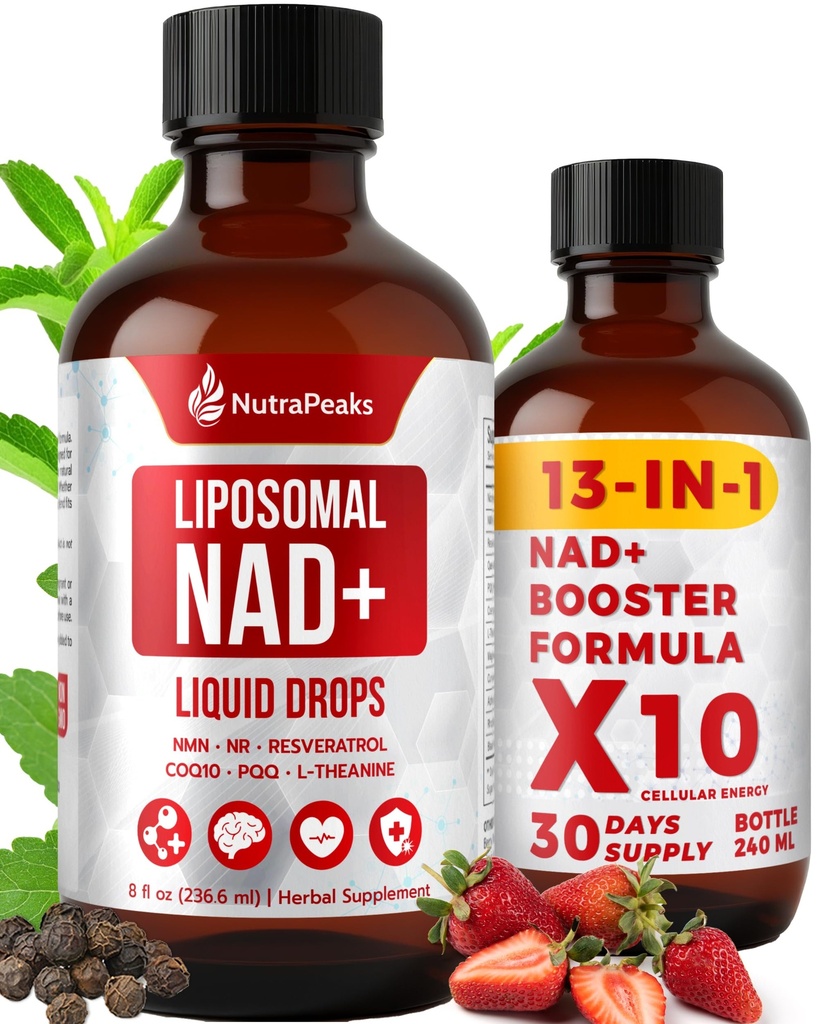 NAD+ Supplement Liquid - NAD+ Supplement 1000mg, NAD+ Nicotinamide Riboside Resveratrol Supplements with PQQ, NAD+ Berry Flavor Sticks for Anti-Aging, Energy, Focus