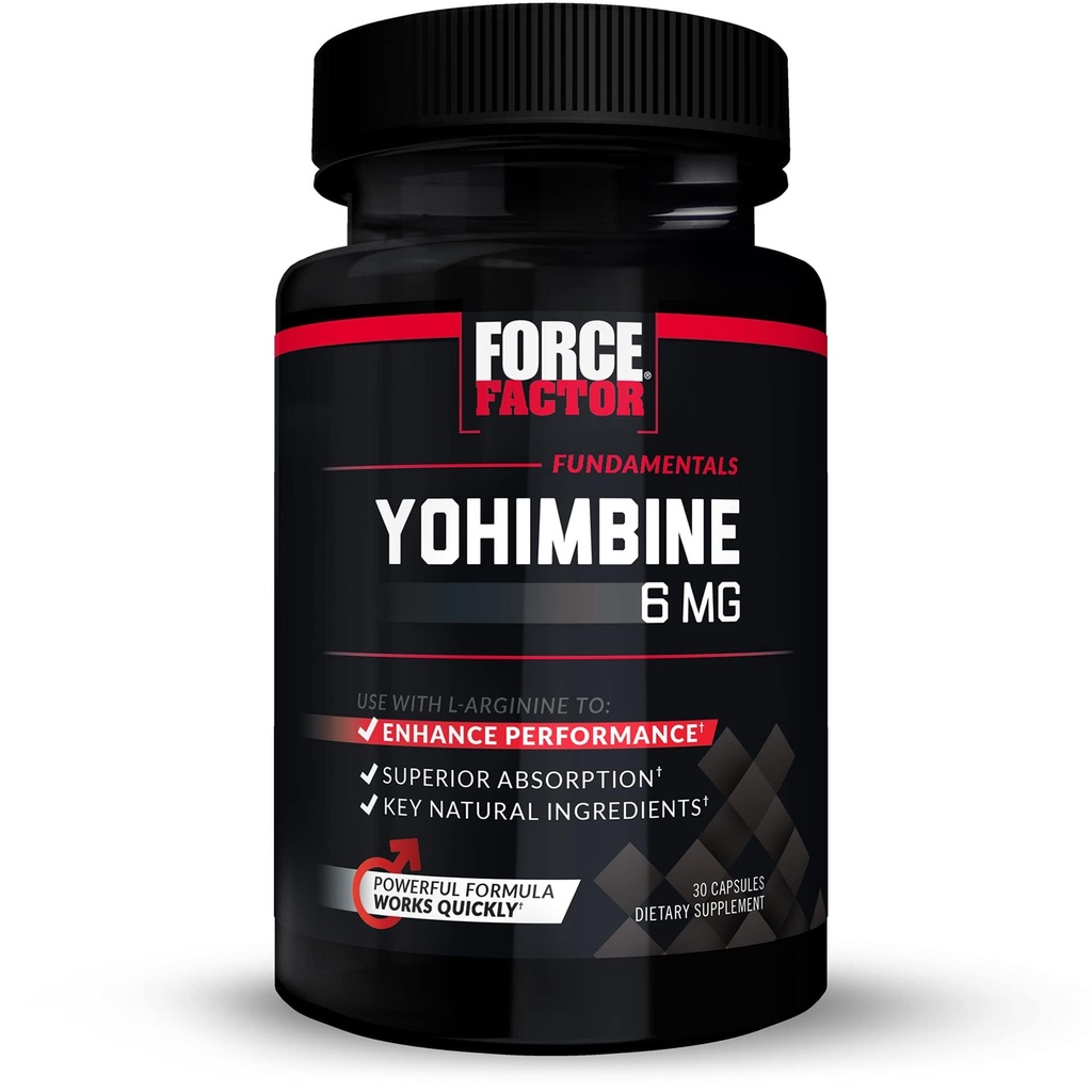 Facteur de force Yohimbine supplément pour les hommes, Yohimbe Extrait d'écorce avec absorption supérieure pour améliorer la performance, 6mg Yohimbine pilules d'écorce avec ingrédients naturels clés, fonctionne rapidement, 30 capsules