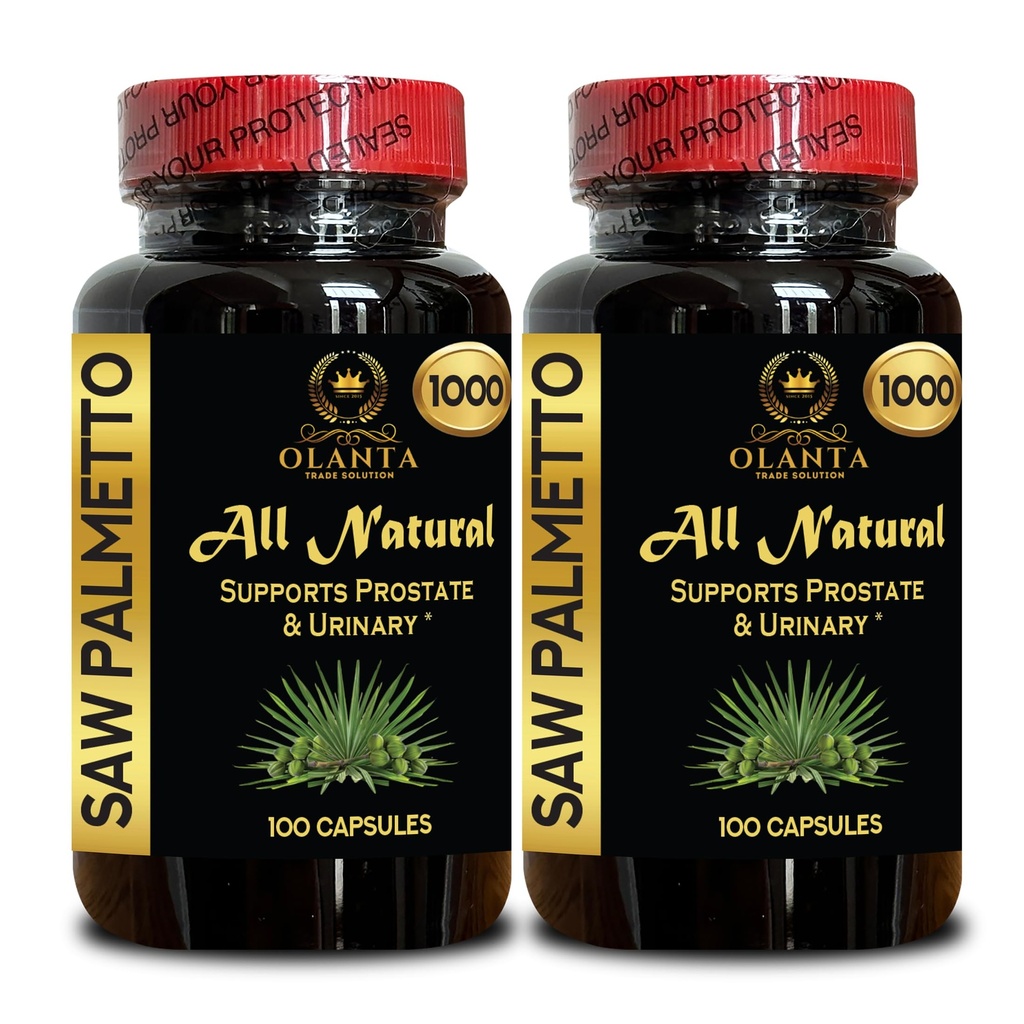 Saw Palmetto Extract 1000mg - Support Male Vitality & Comfort, Supports Healthy Urinary Flow & Overall Male Wellness & Vitality - 2 Bottles 200 Capsules