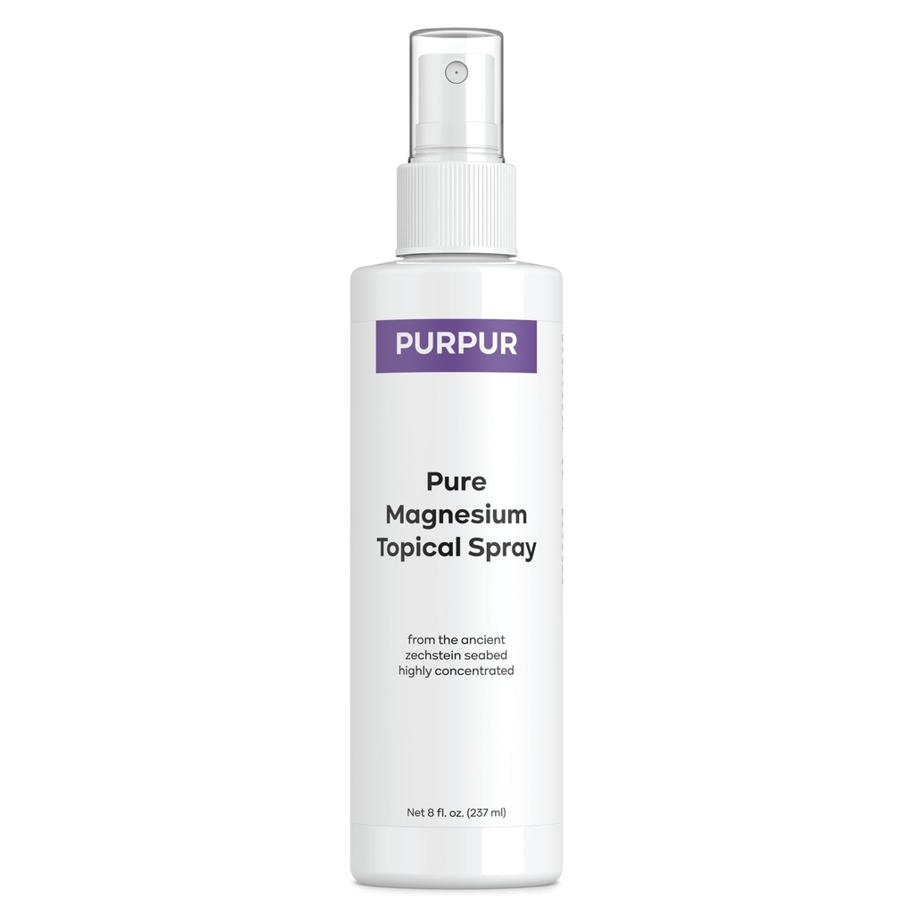 PURPUR Zechstein Magnesium Oil Spray - 100% Pure Topical Magnesium Supplement for Muscle Recovery, Joint Support, and Skin Health, 8 oz