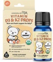 Legendairy Melk Biologische Baby Vitamine D3 K2 Liquid Drops, 400 IE Baby Vitamine D Drops voor Baby's met K2 Drops, Vitamine D Drops voor pasgeborenen, peuters en kinderen, Veganistisch, 90 druppels vloeibaar