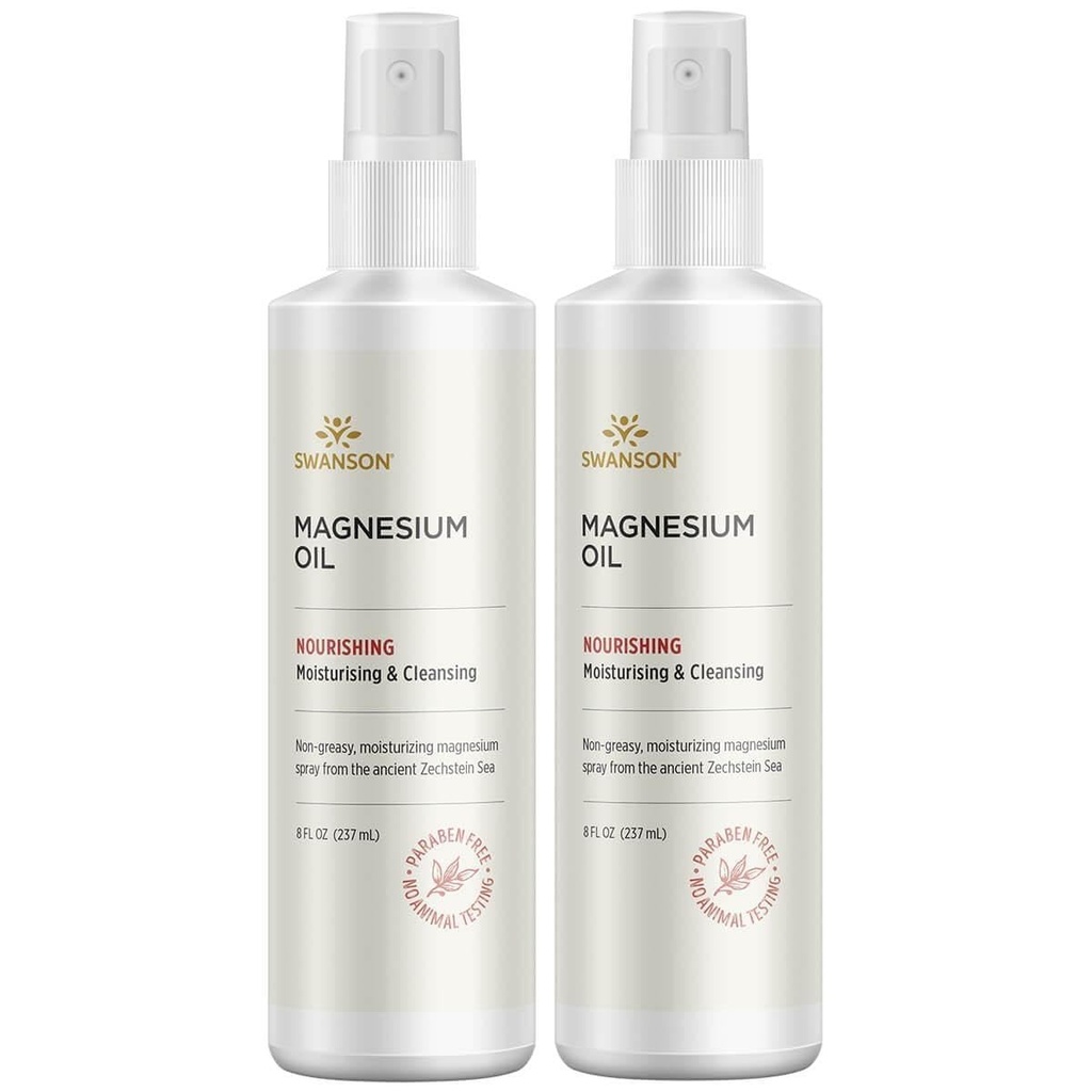 Swanson Magnesium Oil Spray Zechstein Magnesium Soothes Muscles Nourishes Skin Stress Relief Sleep Rapid Absorption Dr. Barbara Hendel's Formula 8 fl oz (237 ml) Liquid (2 Pack)
