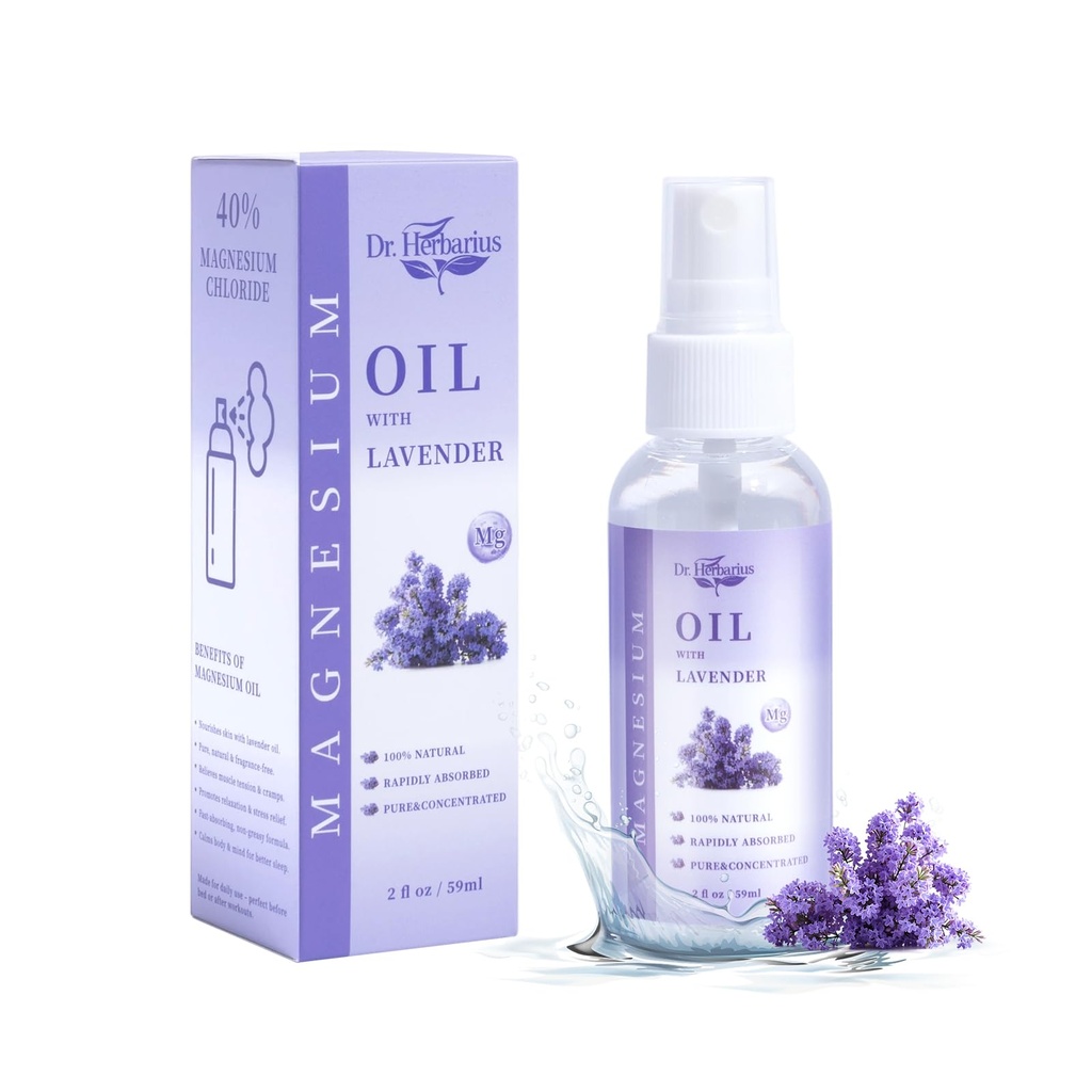 Magnesium Spray—Topical Travel Size Magnesium Foot Spray, Pure Dead Sea Magnesium Oil for Feet with Lavender Oil, Nighttime Calm, Sleep Better, Muscle Uncomfort & Leg Cramps Relief, Lavender, 2 FL OZ.