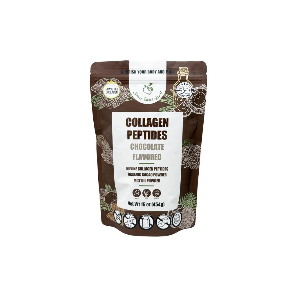 Cherie Sweet Heart's Collagen Peptide Powder, 1 lb, Pure Hydrolyzed, Gluten Free, Keto and Paleo Friendly, Grass Fed, Non GMO, Chocolate