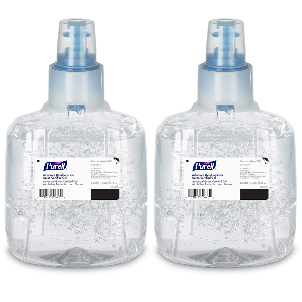 Purell Advanced Green Certified Hand Sanitizer Gel, 1200 ml Sanitizer Refill for Purell LTX Touch-Free Dispenser (verpakking van 2) - 1903-02