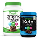 Orgain Keto Collagen Protein Powder, Chocolate (0.88lb) Organic Vegan Protein Powder, Creamy Chocolate Fudge (2.03lb)