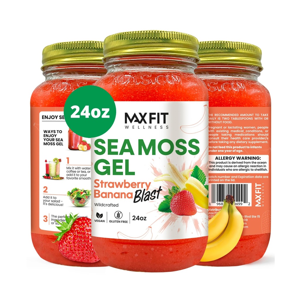 Sea Moss Gel Raw (24 Flavors) 24oz Wildсrafted Gold Sea Moss Gel from Saint Lucia | 92 Vitamins and Minerals | Pure Raw+Non-GMO | Vegan Superfood