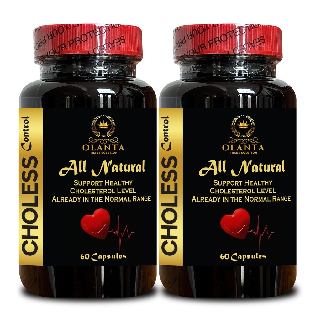 Herbal Choless Control Natural Formula for Support Already Healthy Cholesterol Level | Niacin, Garlic, Cayenne Powder, Policosanol & Guggul Blend - 2 Bottles 120 Capsule