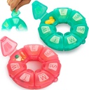Ronde Wekelijkse Pillen Organisator, TPU Gegummeerd, Reizen Pillen Container 7 Dag, met 7 Grote Compartementen, Leuke Pillen Case met Grote Letters en Braille (2 st Green Rose)