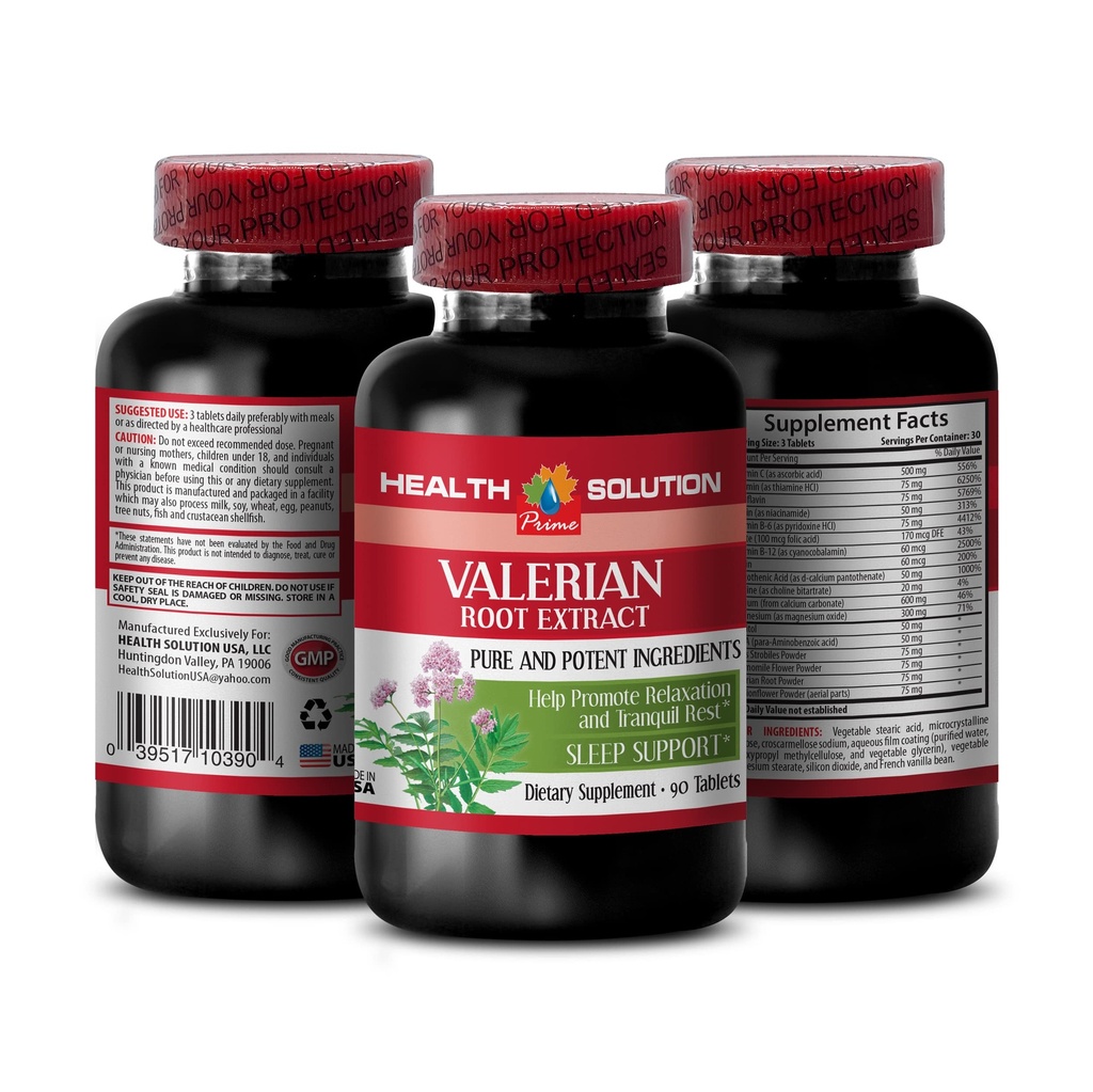 Nerve nutrition - VALERIAN ROOT EXTRACT - Valerian time release - valerian root capsules for sleep - valerian root herb - russian valerian root extract pills - valerian capsules - 1 Bot 100 Capsules
