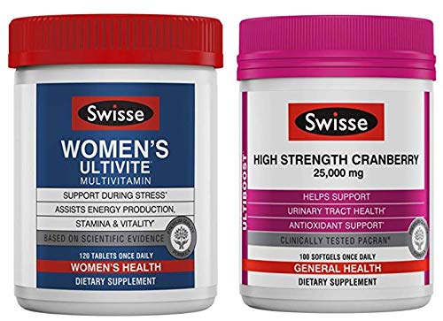 Swisse Women's Health 2-Pack Assortment: Ultivite Multivitamin (120 Count) / High Strength Cranberry (100 Count)